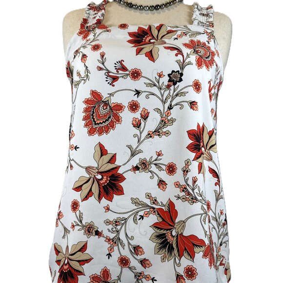 LOFT Tops - LOFT Sleeveless Floral Blouse Ruffled Straps Women's size M
